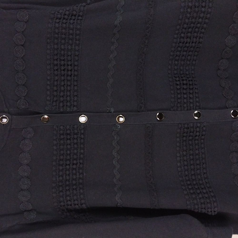 Charter Club Woman Black Crochet Textured Short Sleeve Button Up Cardigan Top - Picture 4 of 14